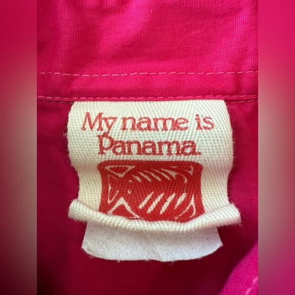 Vintage My Name Is Panama Pink Neon Abstract Embroidered Button Front Shirt Sm - Picture 4 of 8